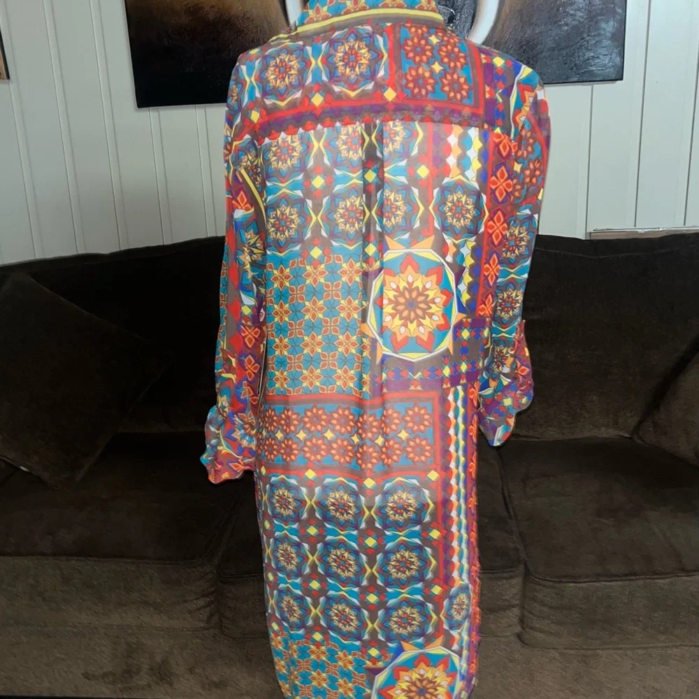 Multiples ~ Medium ~ Vintage ~ Mandala Design ~ Fall Colors ~ Tunic Blouse - Picture 13 of 16